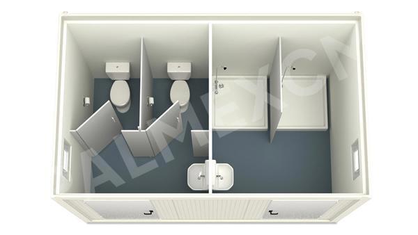 Sanitärcontainer 4m HI-FLEX 2 WC 2 Duschen